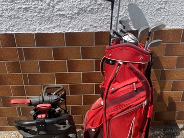 sicher online kaufen und verkaufen: Golfpack Nike mit Schlägern + Clickgear Trolley